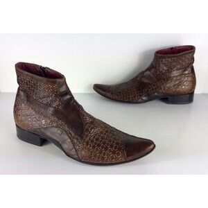 Jo Ghost Men's Brown Leather Cap Toe Woven Braided Boots EU 43 US 10 $595